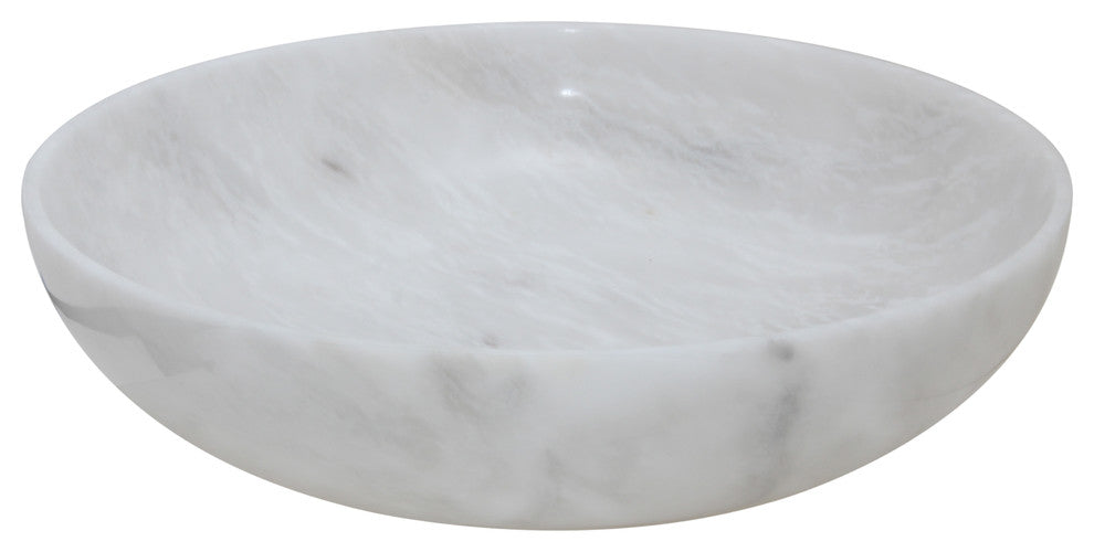 16" Laurus Collection Pearl White Marble Bowl
