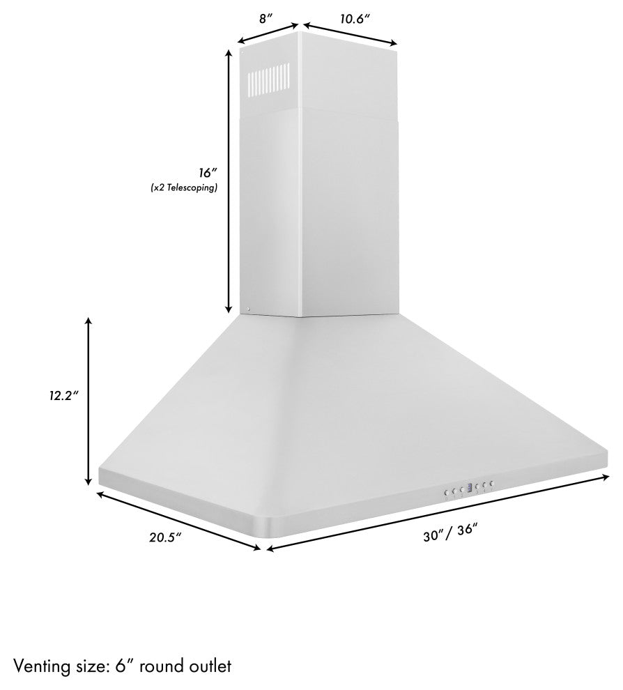 ZLINE 30 in. Wall Range Hood, Stainless Steel, KF1-30