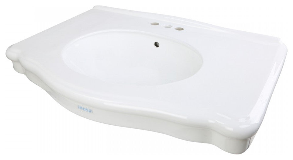 Darbyshire Pedestal Bathroom Sink White with Centerset Faucet Holes and Overflow