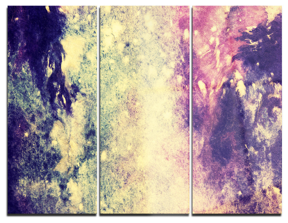 "Deep Blue and Purple" Glossy Metal Wall Art, 3 Panels, 36"x28"