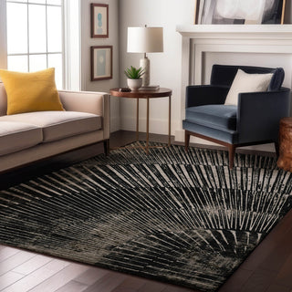 Premium Machine Washable Mayfield AMF542 Black 9' x 12' Rug
