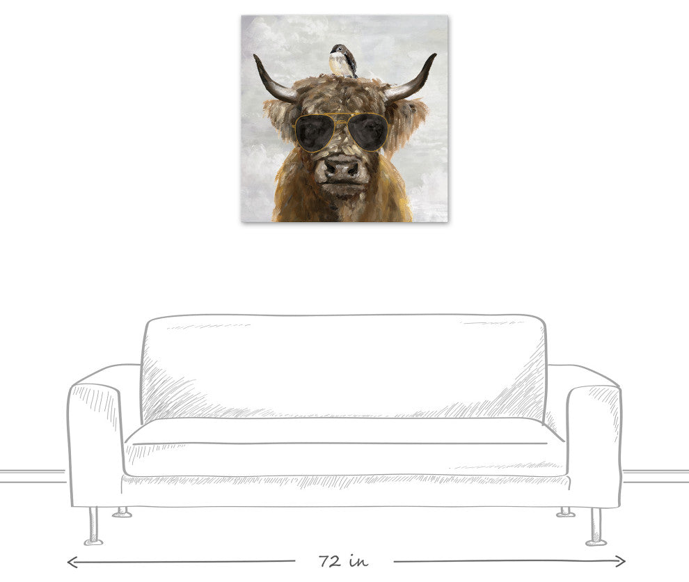 Cool Highland Cow 30 x 30 Canvas Wall Art
