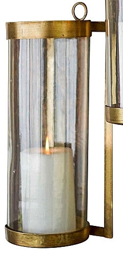 Glass & Brass Finish Wall Mounted Hurricane-large