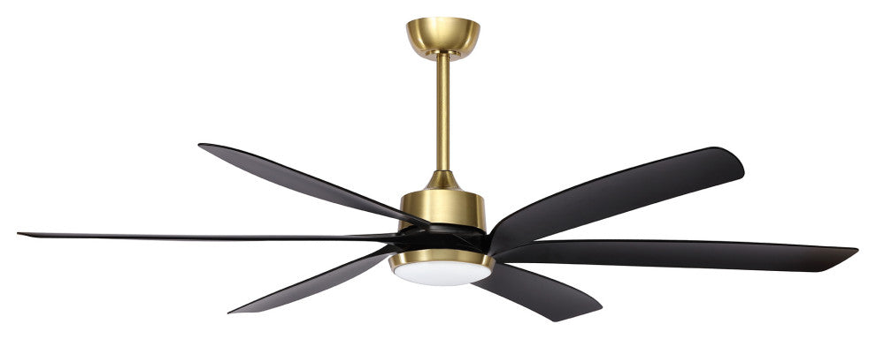 64" Reversible DC Motor Dimmable Ceiling Fan with Remote Control and Light Kit, Black/Gold
