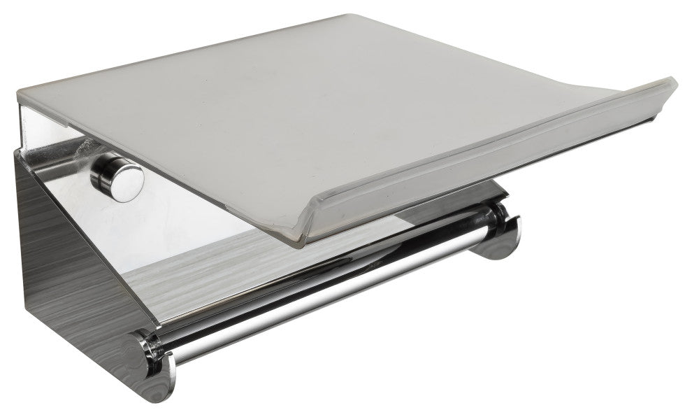 PAPER HOLDER WITH SHELF -  CHROME (Luxor)