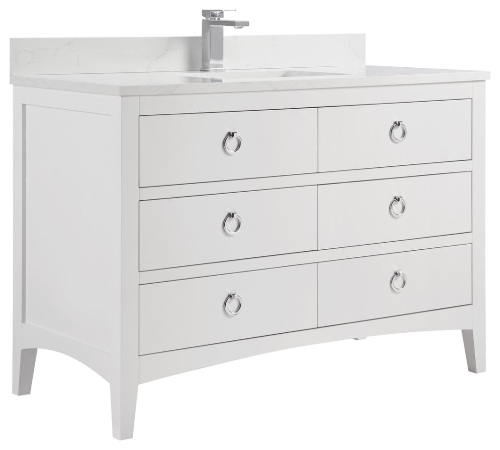 Legion Furniture WS2518 Series Bathroom Sink Vanity, White, 48", Artificial Stone Top, Single Sink