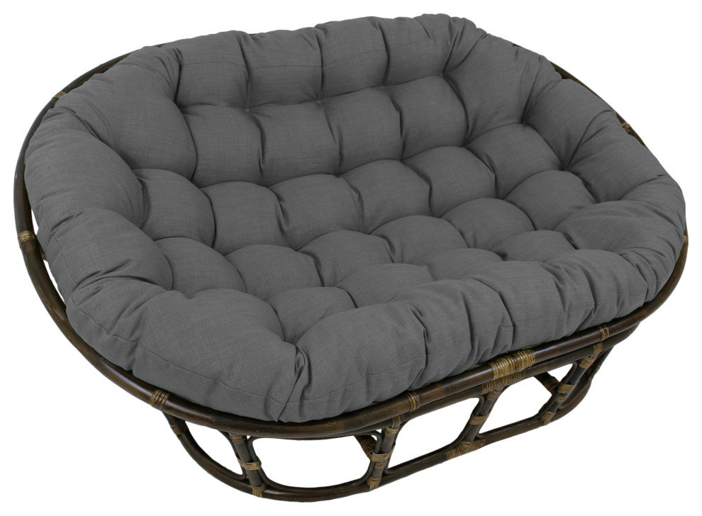 65"X48" Solid Outdoor Spun Polyester Double Papasan Cushion, Cool Gray
