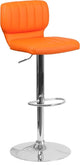 Estella Abra Low-Back Swivel Orange Vinyl Adjustable Barstool