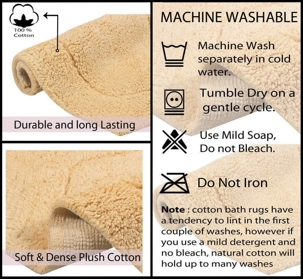 Waterford Absorbent Cotton and Machine washable Bath Rug 22" Round, Yellow