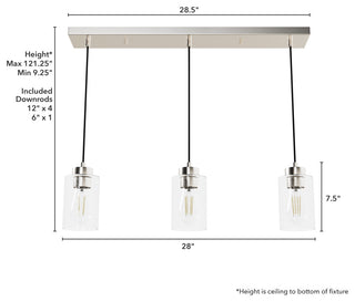 Hartland Brushed Nickel With Seeded Glass 3 Light Cluster Ceiling