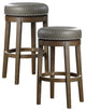 Lexicon Westby 29" Faux Leather Round Swivel Bar Stool in Gray (Set of 2)