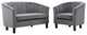 Prospect Channel Tufted Performance Velvet Loveseat and Armchair Set Gray