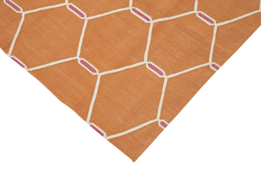 Rug N Carpet - Handmade Wool 3' 6'' x 5' 6'' Modern Design Dhurrie Kilim Rug
