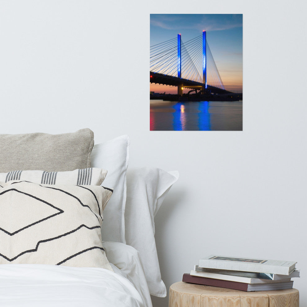Indian River Inlet Bridge 2 Night Photography Unframed Wall Art Print, 16" X 20"