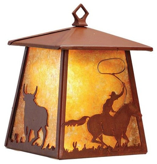 7 5"W Cowboy & Steer Hanging Wall Sconce