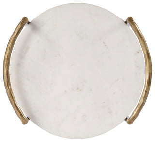 Madlyn 19 in. W Round Marble and Iron Side Table