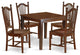 5Pc Square 36" Dinner Table And Four Wood Seat Kitchen Chairs