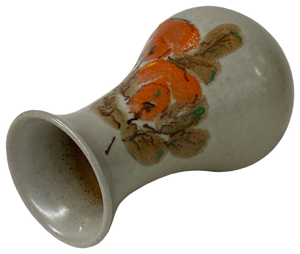 Handmade Ceramic Off White Gray Flower Graphic Jar Vase Hws1343