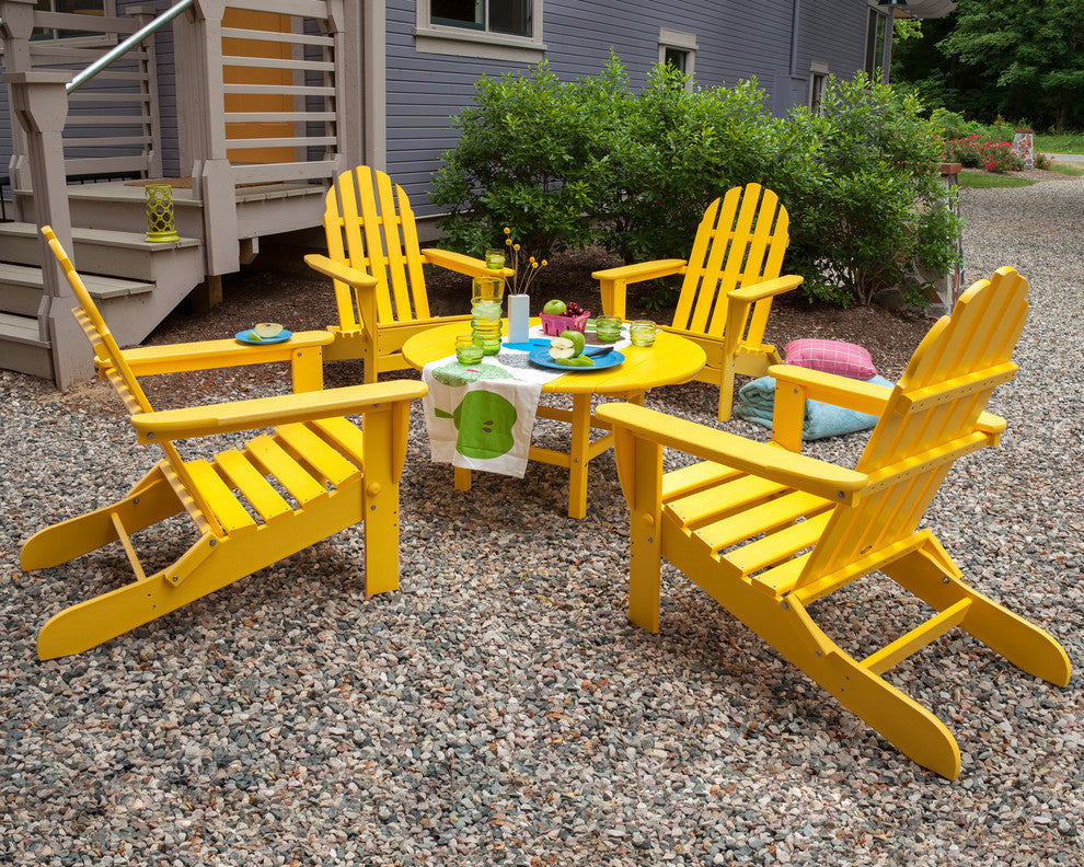 Polywood Classic Folding Adirondack 5-Piece Conversation Group, Pacific Blue