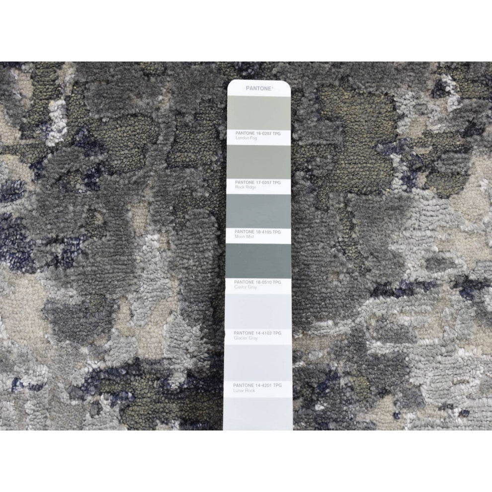 Abbey Black Galaxy Design Wool and Silk Hand Knotted Runner Rug 2'7" x 5'9"