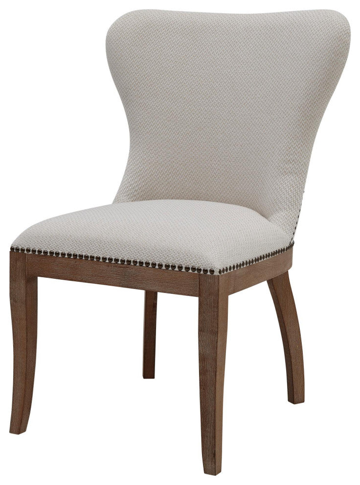 Dorsey Dining Side Chair Drift Wood Legs, Set of 2, Cardiff Cream, Fabric
