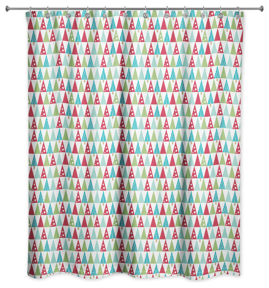 Midcentury Modern Christmas Tree Pattern 71x74 Shower Curtain