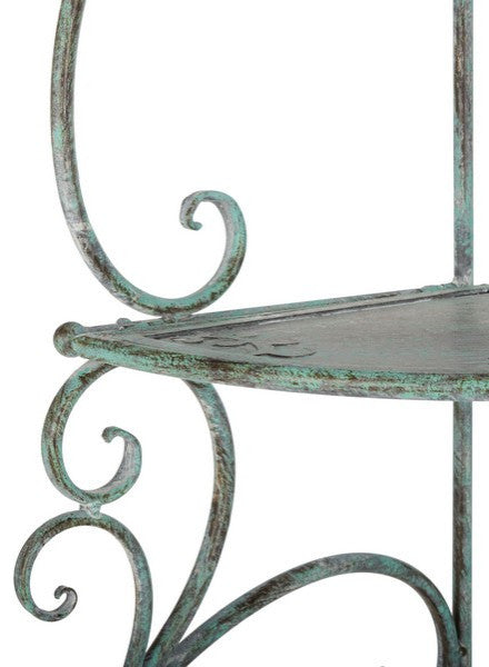 Safavieh Turuca 4 Tier Corner Shelf, Antique Dark Green