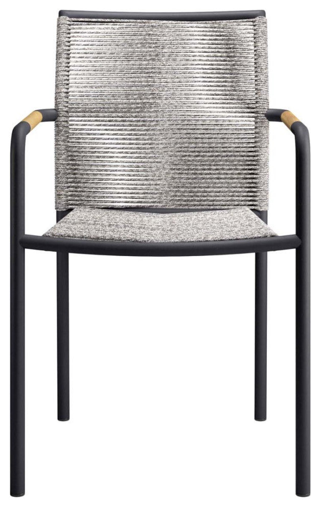 Side Dining Chair, Set of 2, Light Gray, Stainless Metal, Outdoor Garden
