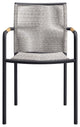 Side Dining Chair, Set of 2, Light Gray, Stainless Metal, Outdoor Garden