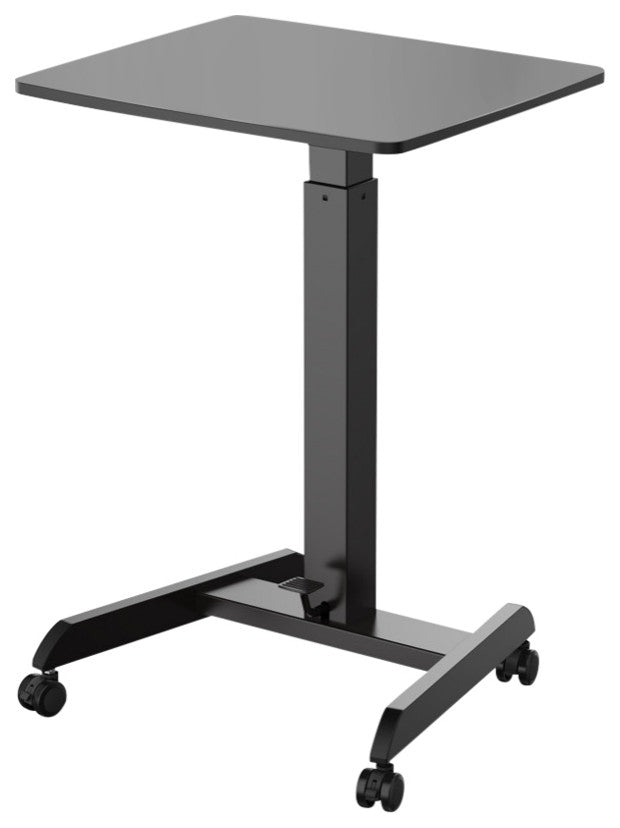 Mobile Pedal Controlled Height Adjustable Sit Stand Desk, Compact Size, Black