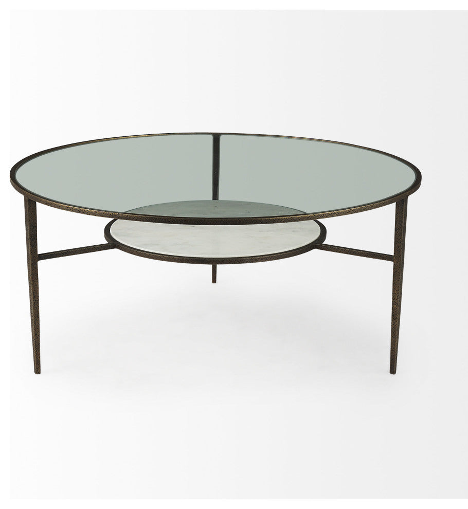 Felicity 36Lx36Wx16H Marble Top With Iron Frame Coffee Table