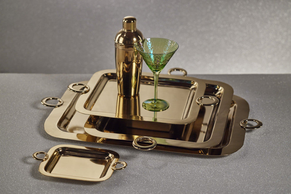 Ollie Gold Polished Brass Serving Tray, 18" x 13"