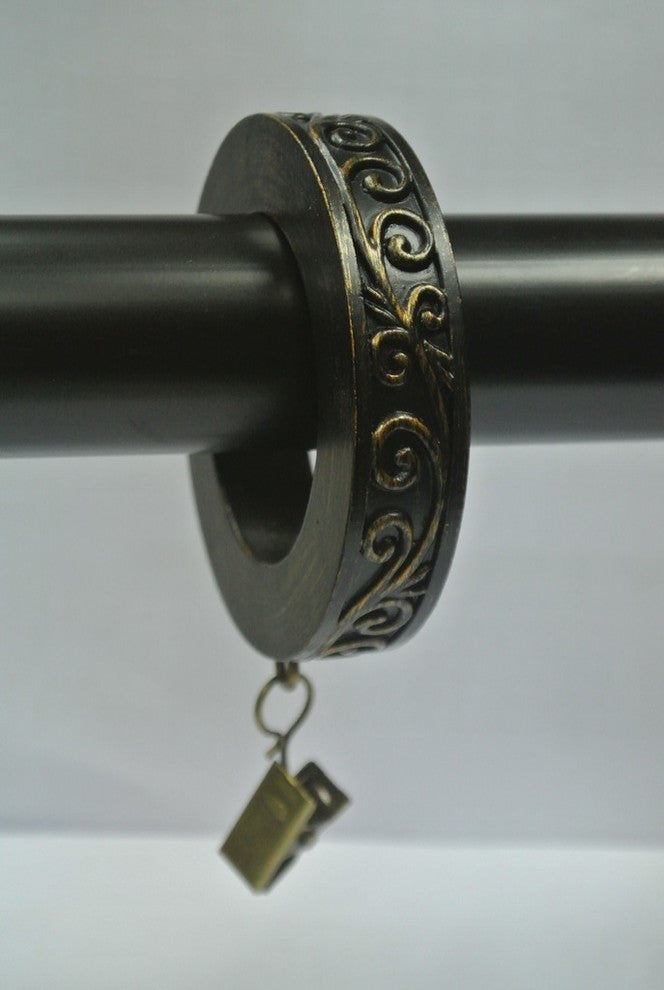 1 3/4" Scroll Designer Curtain Rings, Burnt Gold, Set of 14