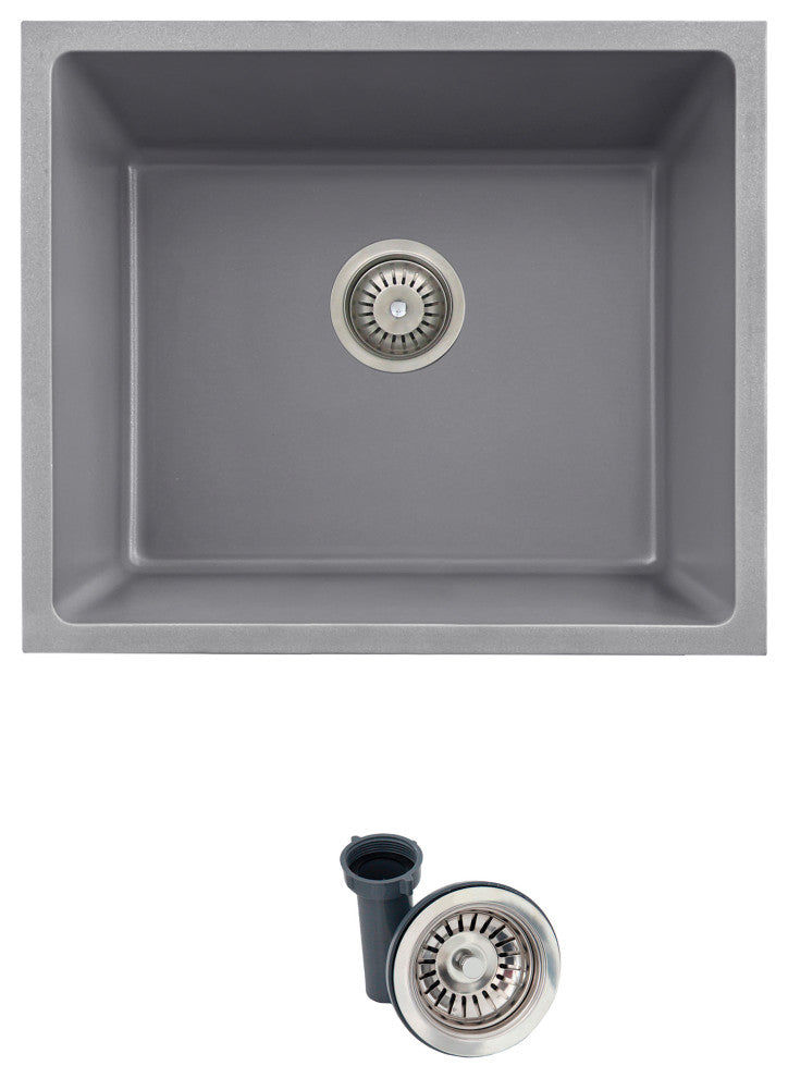 STYLISH 22"Dual Mount Single Bowl Gray Granite Kitchen Sink