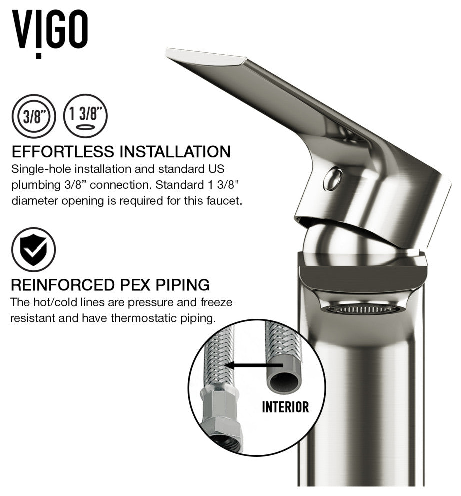 VIGO 6" H Davidson Single Handle Single Hole Faucet, Brushed Nickel, With Deck Plate