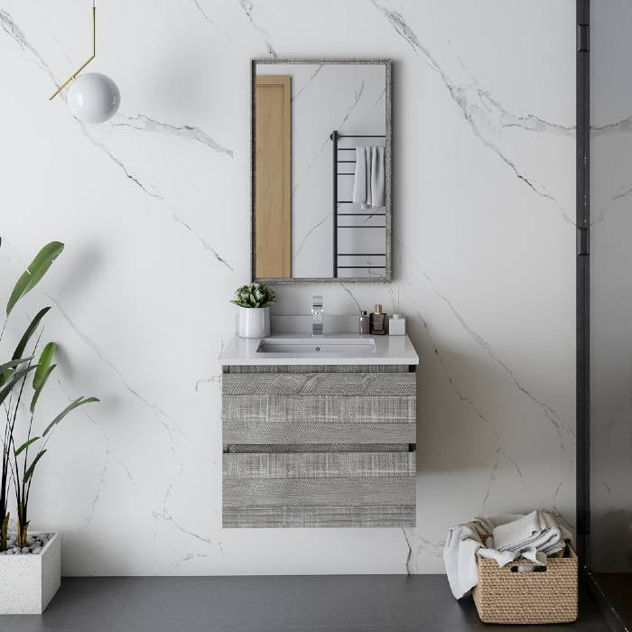 Fresca Formosa Modern 24" Ash Wall Hung Bathroom Vanity Set