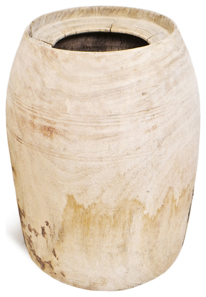 Consigned Sun Bleached Wood Butter Pot