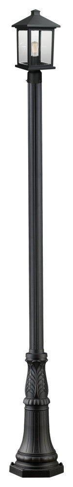 Zlite 531PHMR-518P-BK 1-Light Outdoor Post Light, Clear Beveled