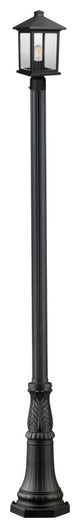 Zlite 531PHMR-518P-BK 1-Light Outdoor Post Light, Clear Beveled