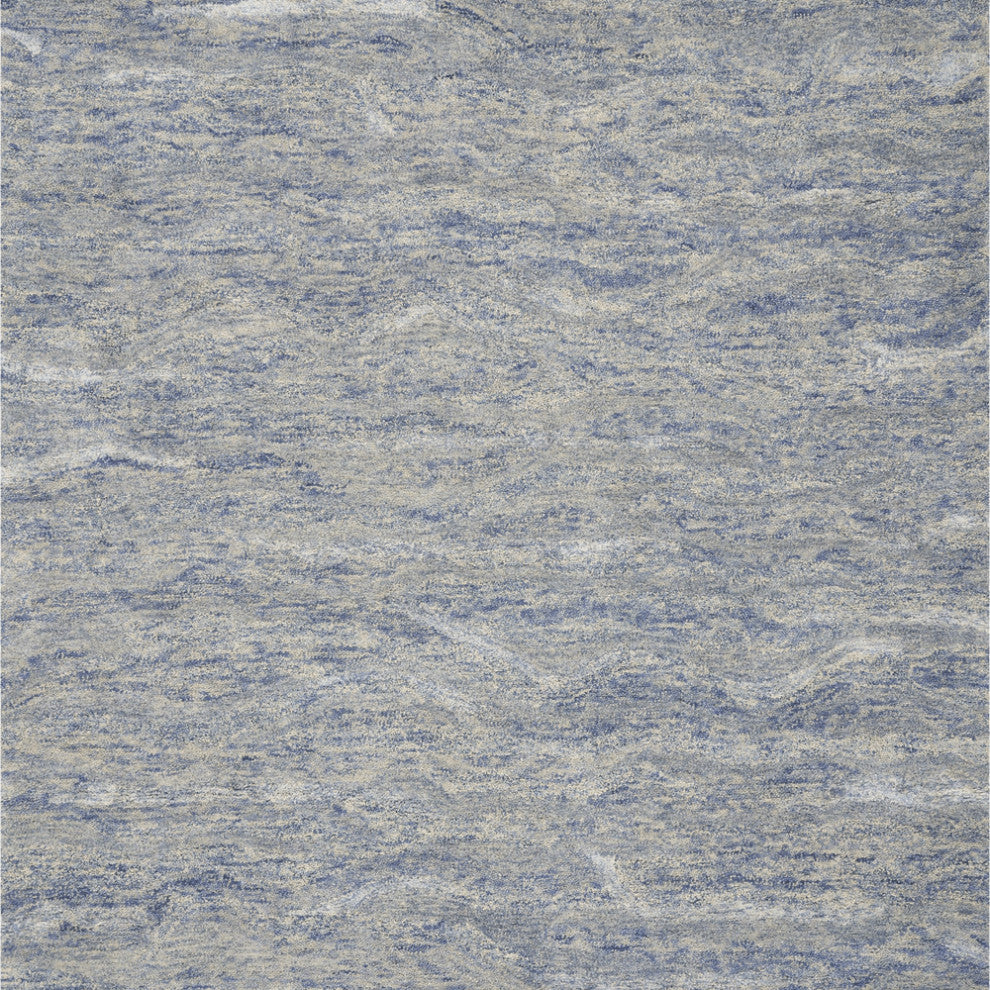 9' X 12' Ocean Blue Hand Tufted Abstract Indoor Area Rug