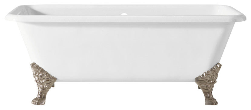 Cheviot Products Spencer Cast Iron Bathtub, White, Brushed Nickel