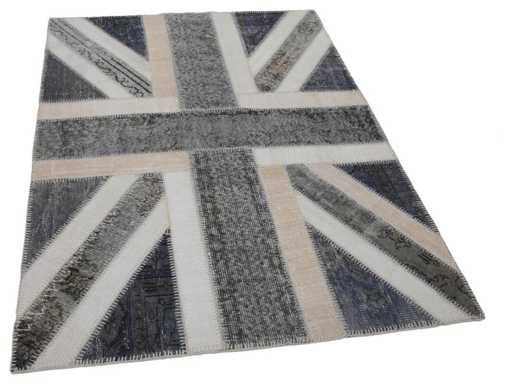 Rug N Carpet - Hand-knotted Turkish 4' 8'' x 6' 5'' Flag Patchwork Rug
