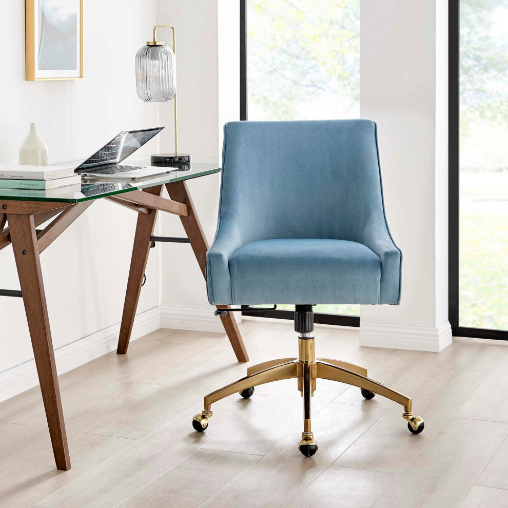 Discern Performance Velvet Office Chair, Light Blue