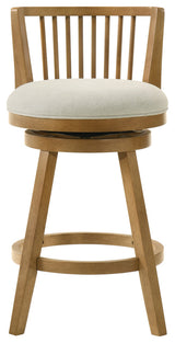 Harper Wood and Fabric Barstool, Ivory, 30" Bar Height