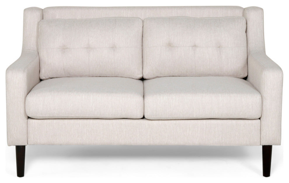 Zahara Fabric Loveseat, Beige and Dark Brown