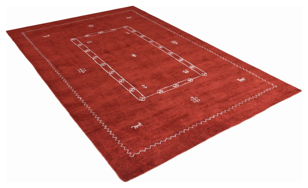 HAND KNOTTED LOOM SILK AREA RUGS-8'x11',Rectangle,Light Red Beige,Contemporary
