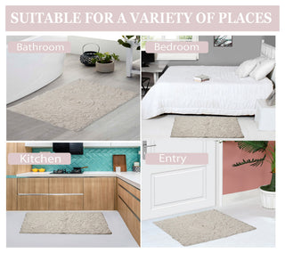 Modesto 100% Cotton Tufted Machine Washable Bath Rug 4-Piece Set, Ivory