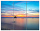 Bluish Calm Sunset and Seashore, Large Seashore Canvas Wall Art, 36x28, 3 Panels