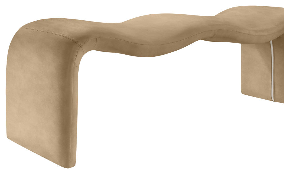 Willow Upholstered Bench, Tan, Vegan Leather