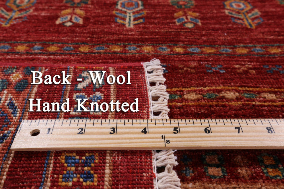 Super Kazak Khorjin Hand-Knotted Wool Rug 5' 10" X 7' 10" Q5349